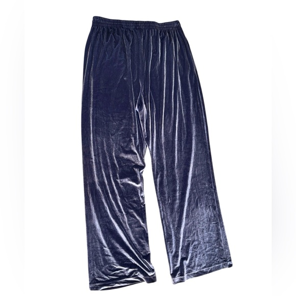 Victoria’s Secret Pink VELOUR SHINE LOGO WIDE LEG PANTS in Blue | Large | NWT - Picture 4 of 5